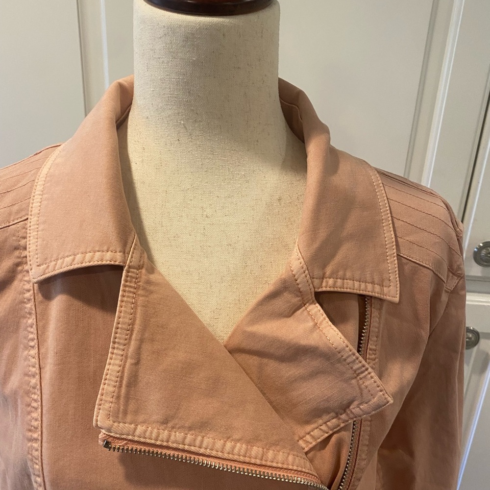 Chico's Blush-Peach Utility Jacket with Asymmetric Zip